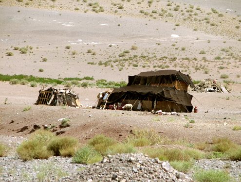 Black tent of some nomads in Iran