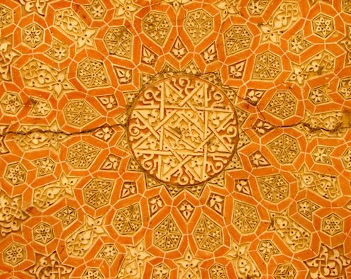 Orange-color decoration of Soltaniyeh balcony under its dome