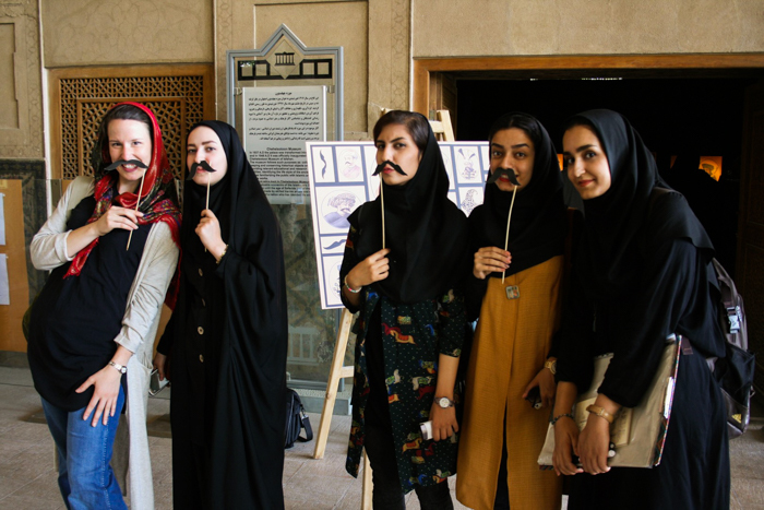 Esfahan's Forty-Column Palace has an impressive variety of mustaches depicted in the artwork on its walls. On the day we visited, they honored their mustache heritage with a make-your-own-Persian-'stache station.